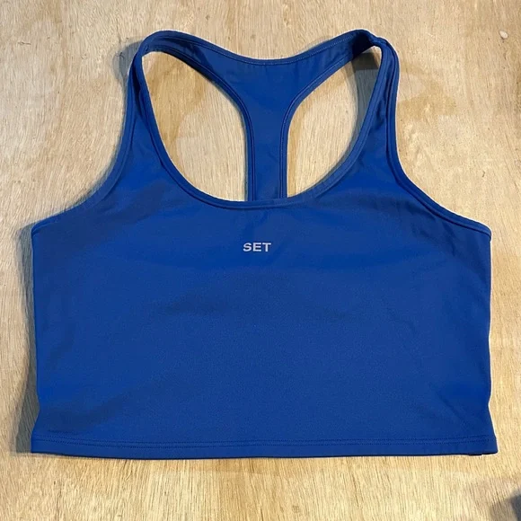 SET Active Blue Athletic Shorts and Top - Picture 2 of 4